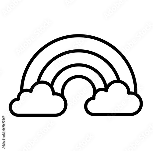 Rainbow and clouds icon vector weather forecast