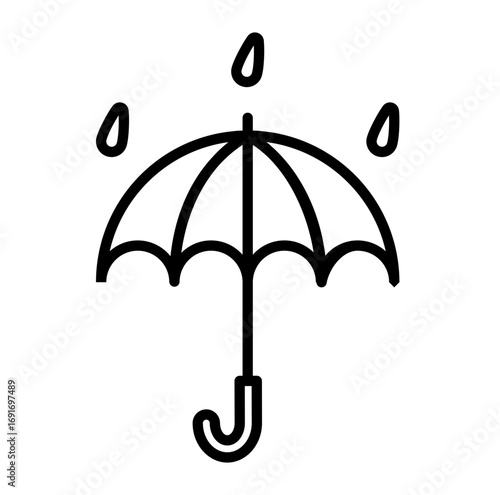 Raining with umbrella isolated on white vector icon