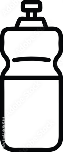 Water bottle outline icon for sports and fitness activity design