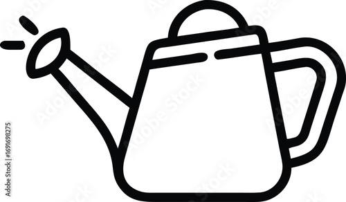 Watering can in simple outline design for gardening and agriculture projects