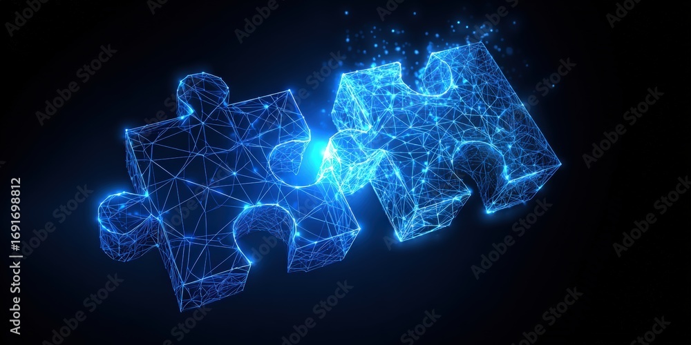 Obraz premium Abstract glowing puzzle pieces