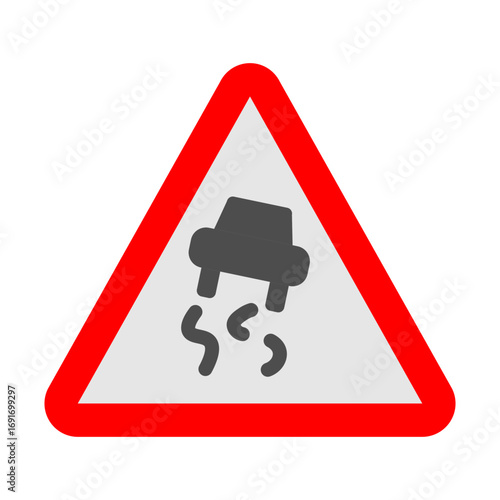 Slippery Road Vector Flat Icon Design