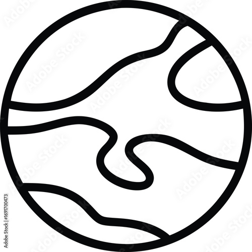 World globe outline icon with continents simple design illustration