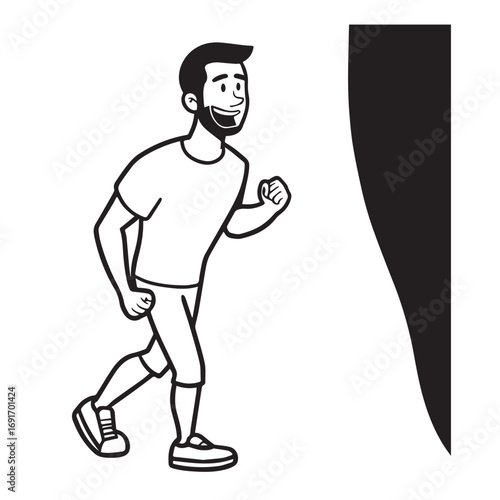 Handsome Man Black and White Illustration Vector Image Male Portrait Fashion Sketch Line Art Design	