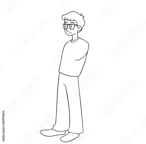 Handsome Man Black and White Illustration Vector Image Male Portrait Fashion Sketch Line Art Design	