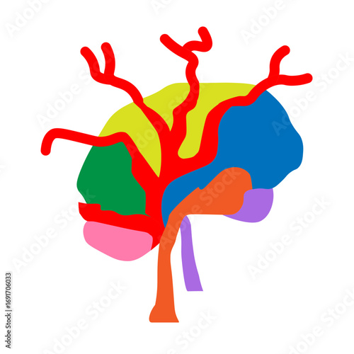 Brain Growth Vector Flat Icon Design