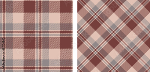 Seamless beige color check pattern. Repeating patern plaid. Checkered design for prints. Repeated tartan fabric. Vector scottish fabriс. Ekose texture. Madras flannel. Checker line. Stripe gingham