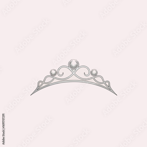Elegant silver tiara adorned with sparkling pearls, symbolizing royalty and feminine grace, perfect for celebratory occasions and fashion themes