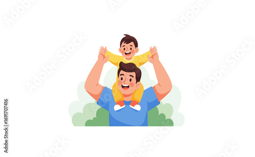 Cheerful Father and Son Bonding A Happy Moment of Togetherness
