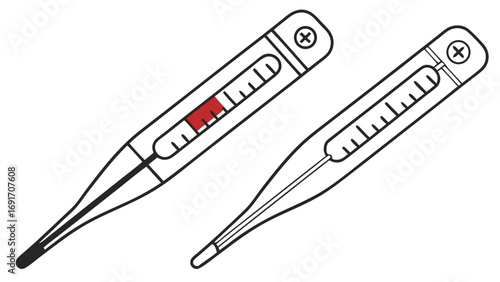 Two Medical Thermometers Outline health measurement