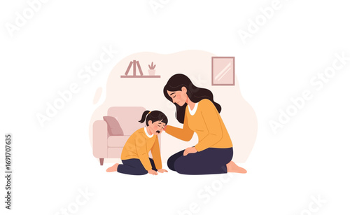 Comforting a Crying Child A Mother's Gentle Touch and Support