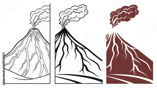 Volcano eruption stylized smoke lava