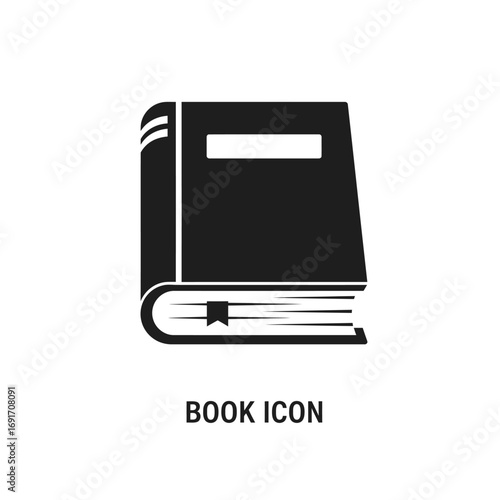 Minimalist closed book icon with thick spine on white background. EPS 10.