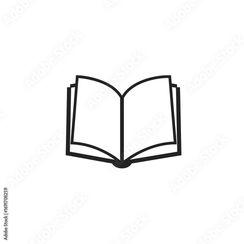 Minimalist closed book icon with thick spine on white background. EPS 10.