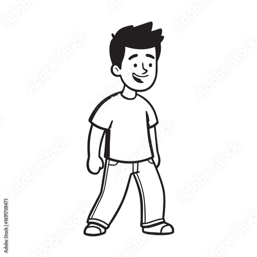 Handsome Man Black and White Illustration Vector Image Male Portrait Fashion Sketch Line Art Design	