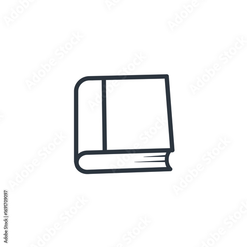 Minimalist closed book icon with thick spine on white background. EPS 10.