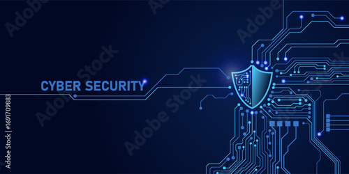 Fingerprint scanning on circuit board. secure system concept with a fingerprint. Cyber security technology concept abstract background futuristic Hi-tech style. Vector and Illustration.