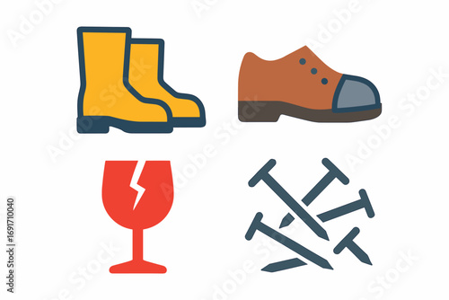 Work safety and construction vector icons set.
