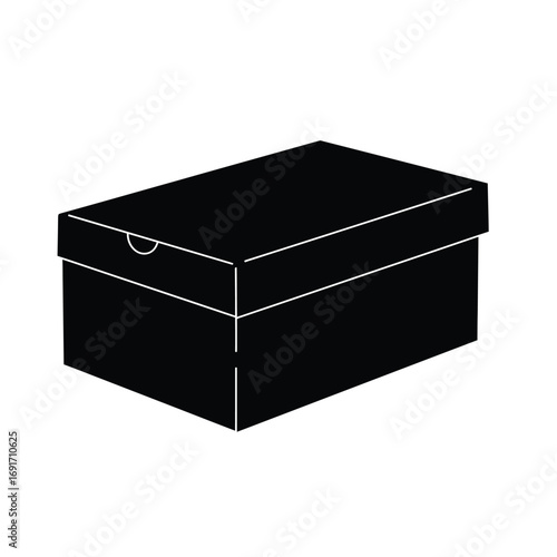 Minimalist closed shoebox icon with lid and cutout detail. EPS 10.