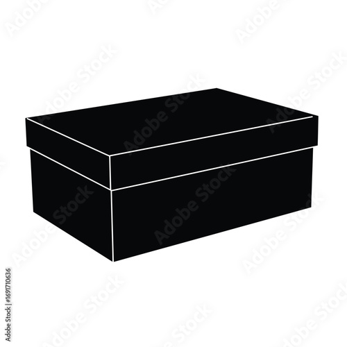 Minimalist closed shoebox icon with lid and cutout detail. EPS 10.