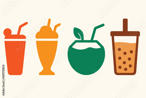 Refreshing beverage icons representing various delicious drink options for enjoyment.