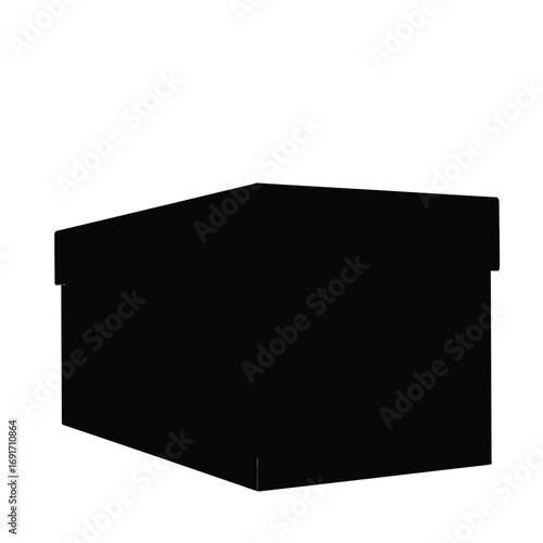 Minimalist closed shoebox icon with lid and cutout detail. EPS 10.