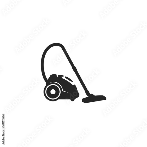 Minimalist vacuum cleaner icon with hose and nozzle on white background. EPS 10.