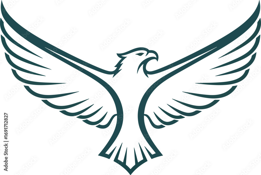 Obraz premium Majestic eagle soaring with wings spread wide, symbolizing freedom, power, and ambition for bold brands and leadership concepts.
