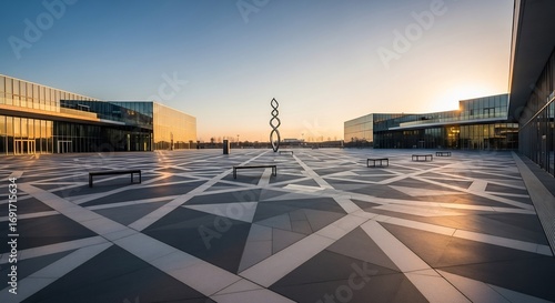 Modern Architecture and Geometric Pavement Design in Doha Qatar.