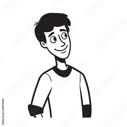 Handsome Man Black and White Illustration Vector Image Male Portrait Fashion Sketch Line Art Design	