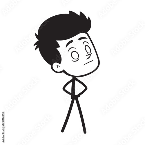 Handsome Man Black and White Illustration Vector Image Male Portrait Fashion Sketch Line Art Design	