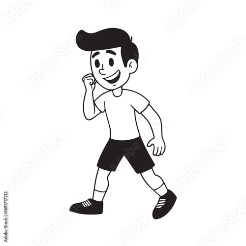 Handsome Man Black and White Illustration Vector Image Male Portrait Fashion Sketch Line Art Design	