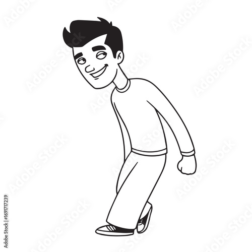 Handsome Man Black and White Illustration Vector Image Male Portrait Fashion Sketch Line Art Design	
