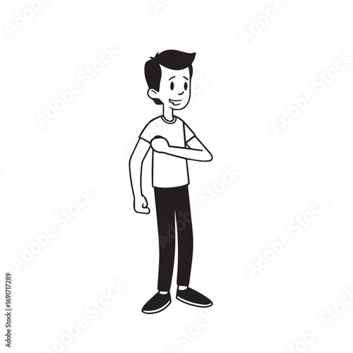 Handsome Man Black and White Illustration Vector Image Male Portrait Fashion Sketch Line Art Design	