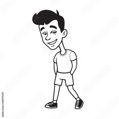 Handsome Man Black and White Illustration Vector Image Male Portrait Fashion Sketch Line Art Design	