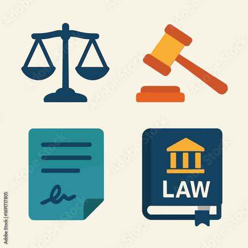 Legal and Justice System Icons Set.
