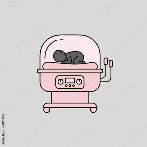 vector illustration of baby incubator