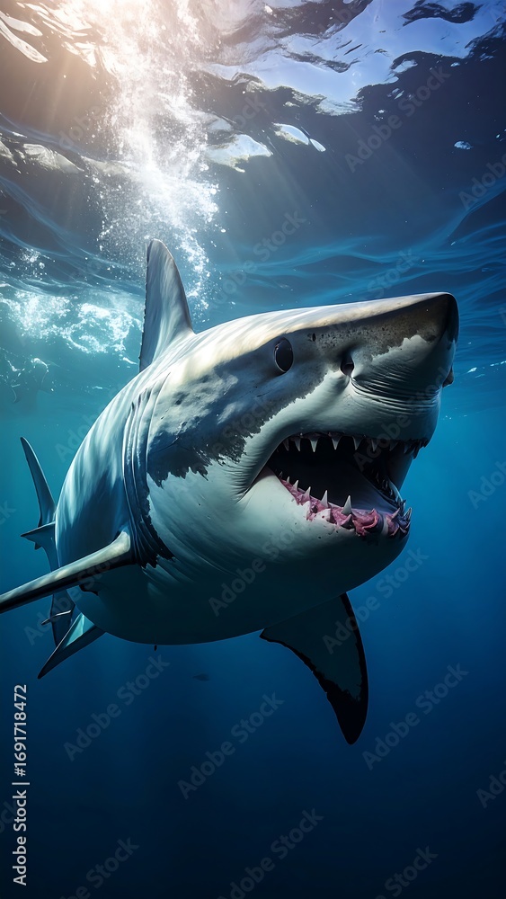 Fototapeta premium Great white shark underwater (1)
