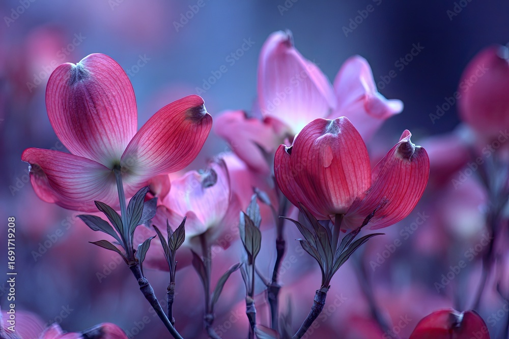 Fototapeta premium Close-up of vibrant pink flowers in soft focus.