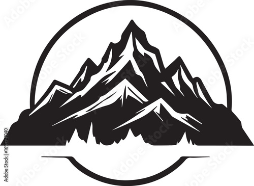 Hand drawn mountain range silhouette