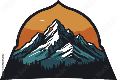 Hand drawn mountain range silhouette
