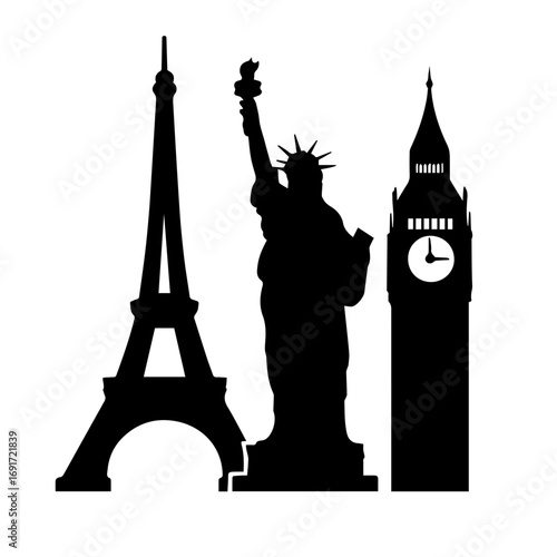 Famous World Landmarks Silhouette