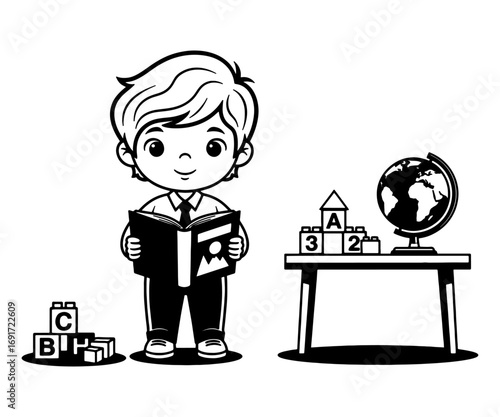 Arabic Male Teacher Monochrome Flat Vector Illustration