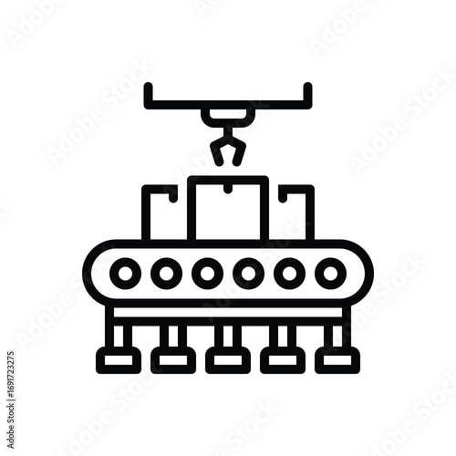 Black line icon for plastics production