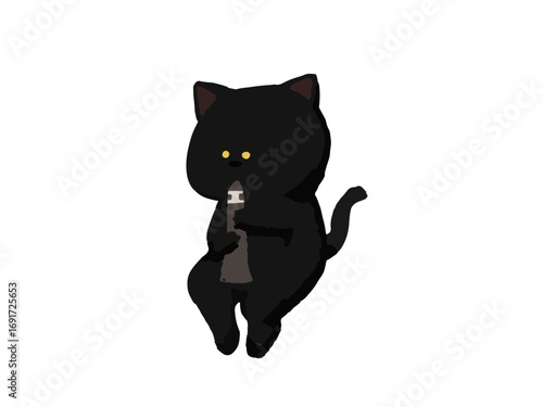 クラリネットを演奏する黒猫