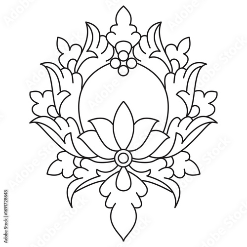 Blooming sacred trace mandala coloring book page