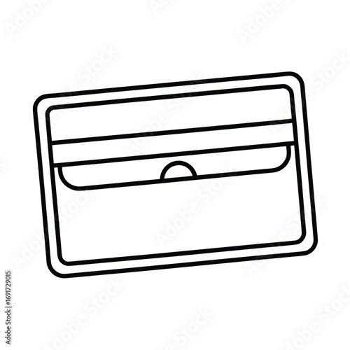 Wallet outline icon with flap card holder symbol