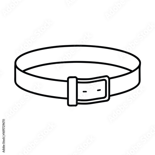 Black line drawing of a belt with a buckle accessory