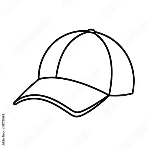Black Outline Baseball Cap Icon headwear apparel