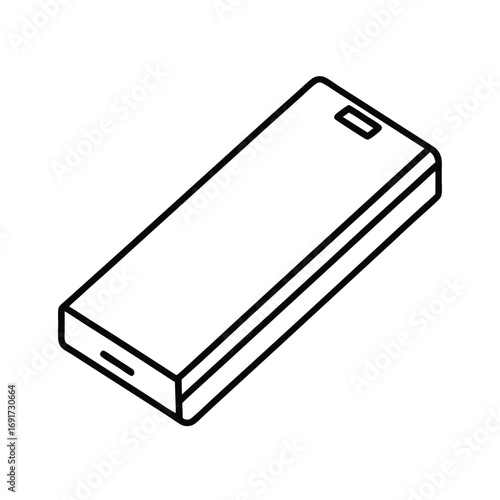 Outline drawing of a rectangular power bank battery